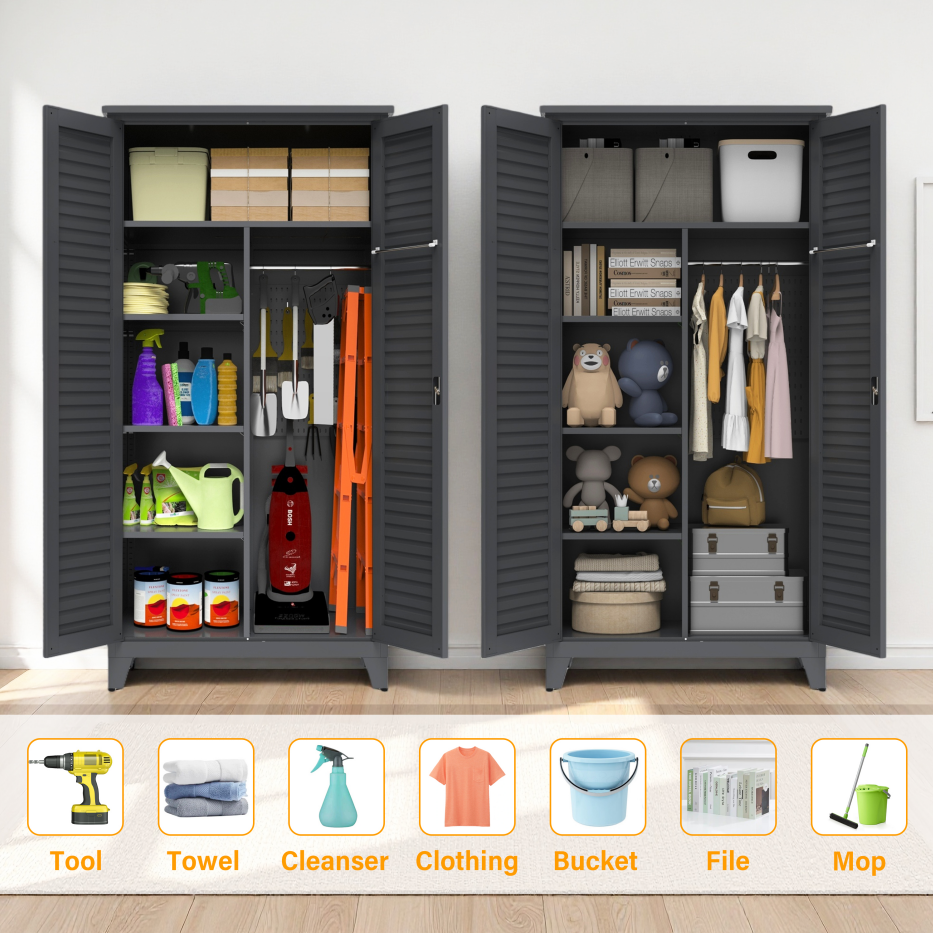 73'' Tall Metal Tool Storage Cabinet - Slate Finish