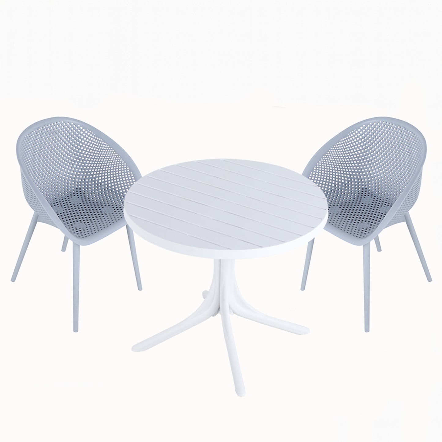 Light Blue Modern Lounge Chairs & Round Table Set - 2-Pack