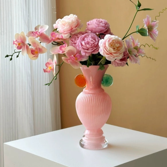 Double-Eared Glazed Vase for Living Room Flower Arrangements - Modern Home Decor
