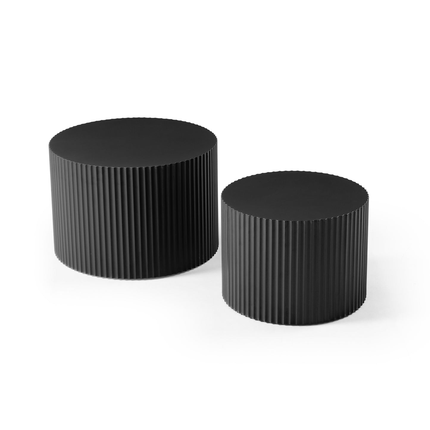 Nesting Table Set of 2 - Modern MDF Coffee Tables in Matt Black