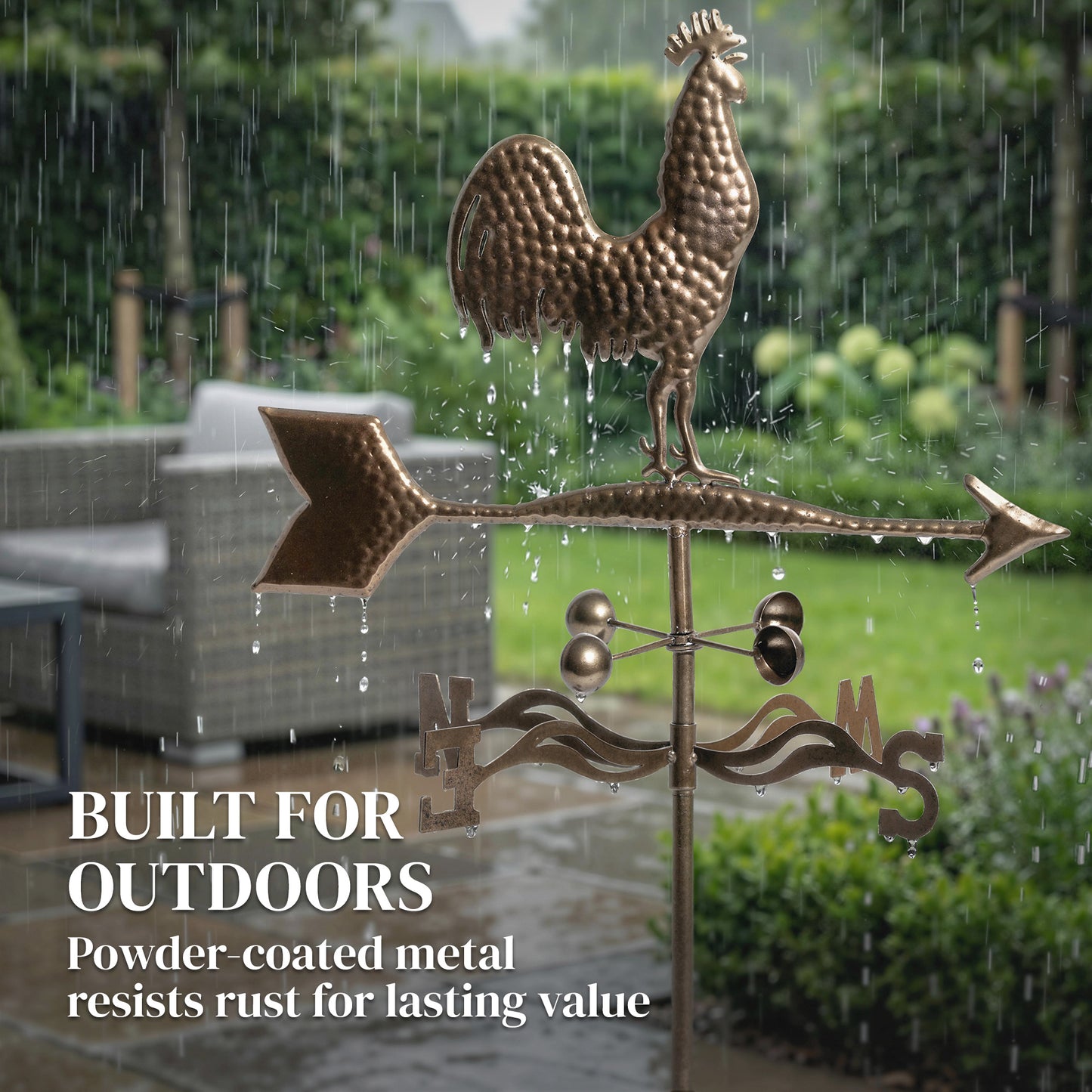 Metal Rooster Weathervane - Outdoor Roof Wind Direction Indicator