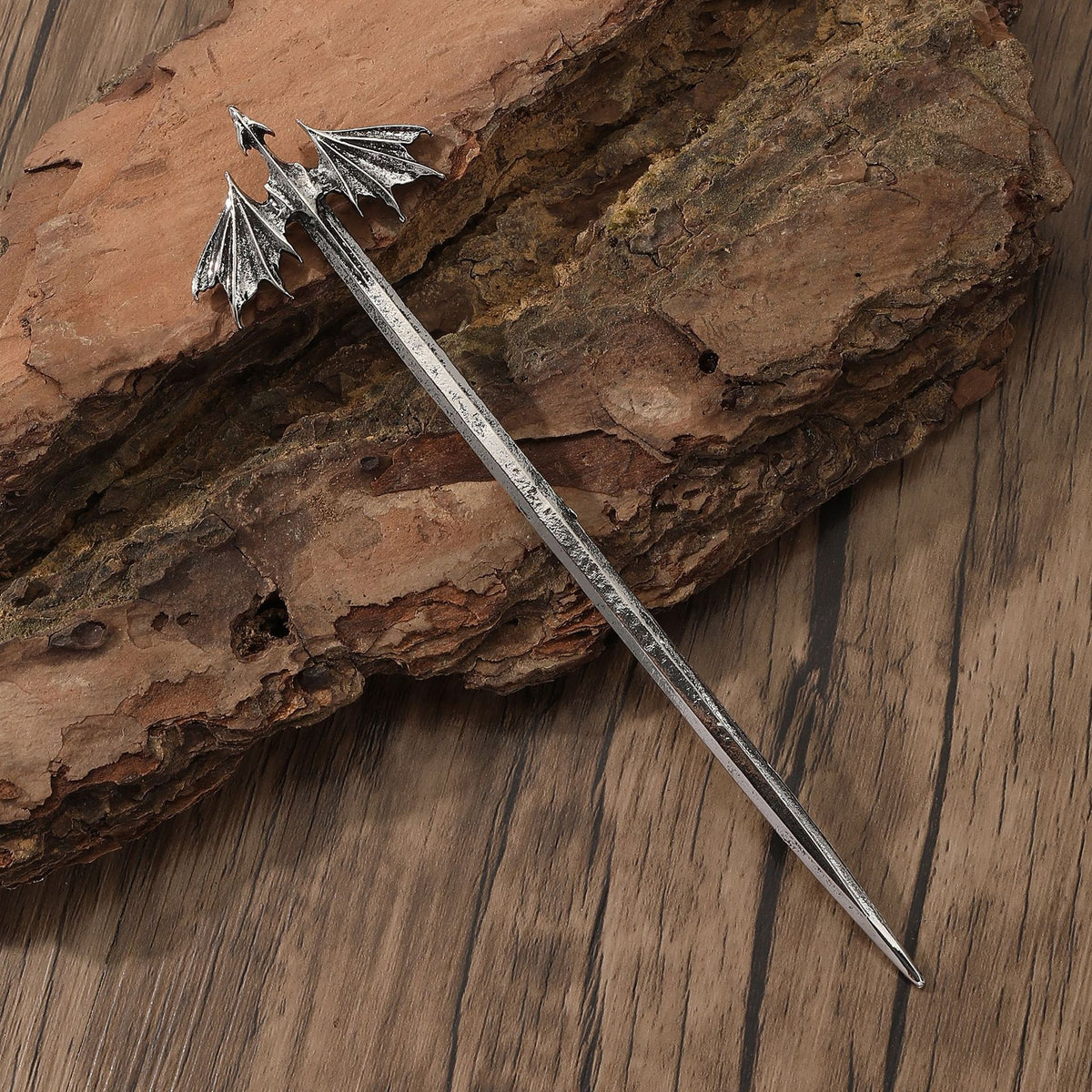 Retro Pterosaur Hair Stick Silver