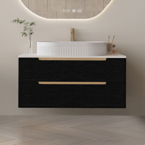 36 Inch Bathroom Vanity, Freestanding Or Wall Mounted With Ceramic