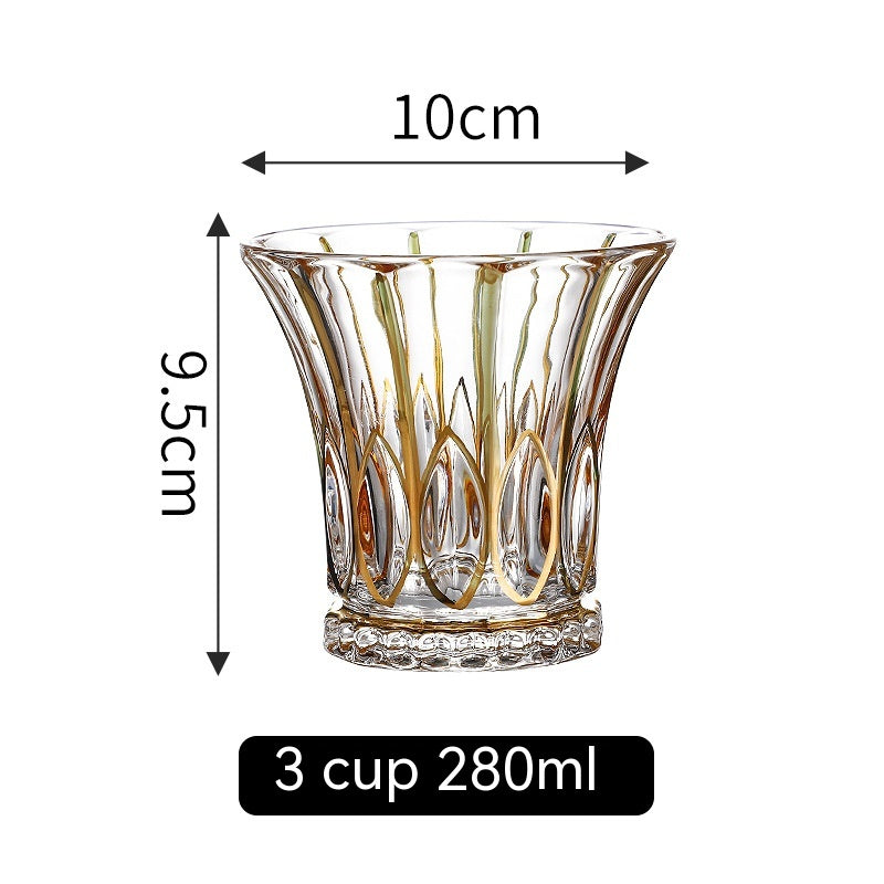 Gold Line Wine Glass Set - Whiskey & Cocktail Drinking Cups for Home Bar