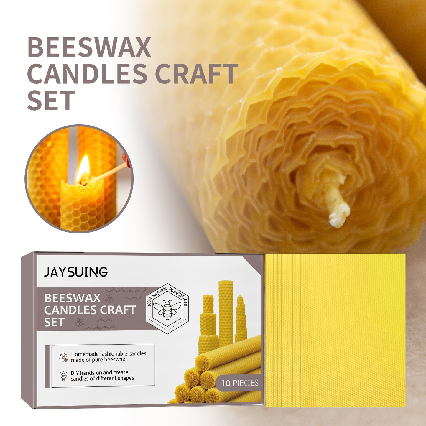 Natural Beeswax Tablets for DIY Candle Making and Creative Crafts