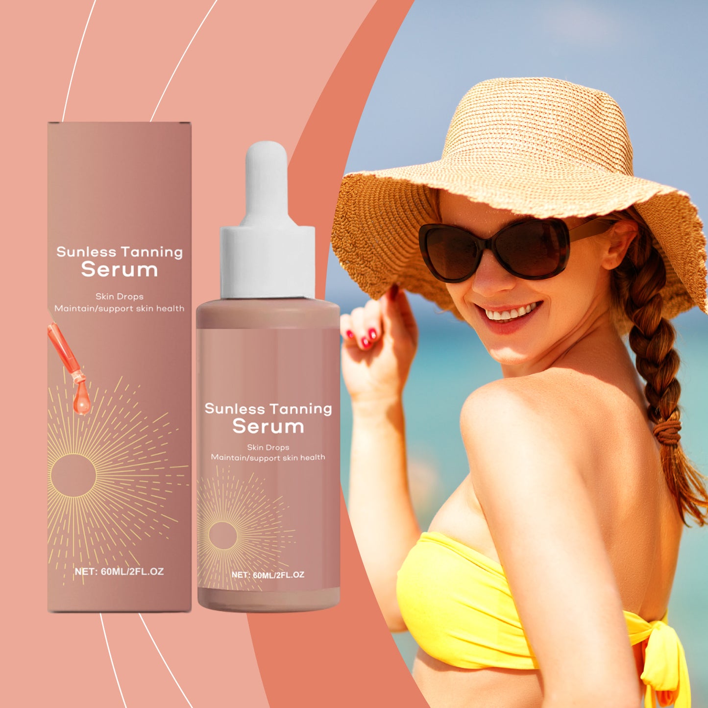 Herbal Sun-Free Tanning Essence - 60ml Moisturizing Body Glow Serum