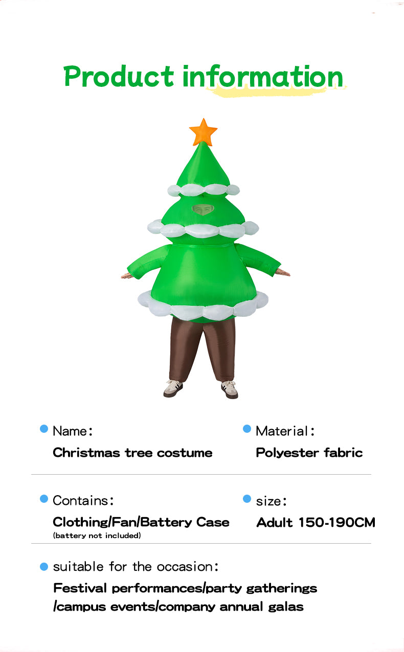 Christmas Tree Inflatable Costume - Green Holiday Costume for Parties & Events