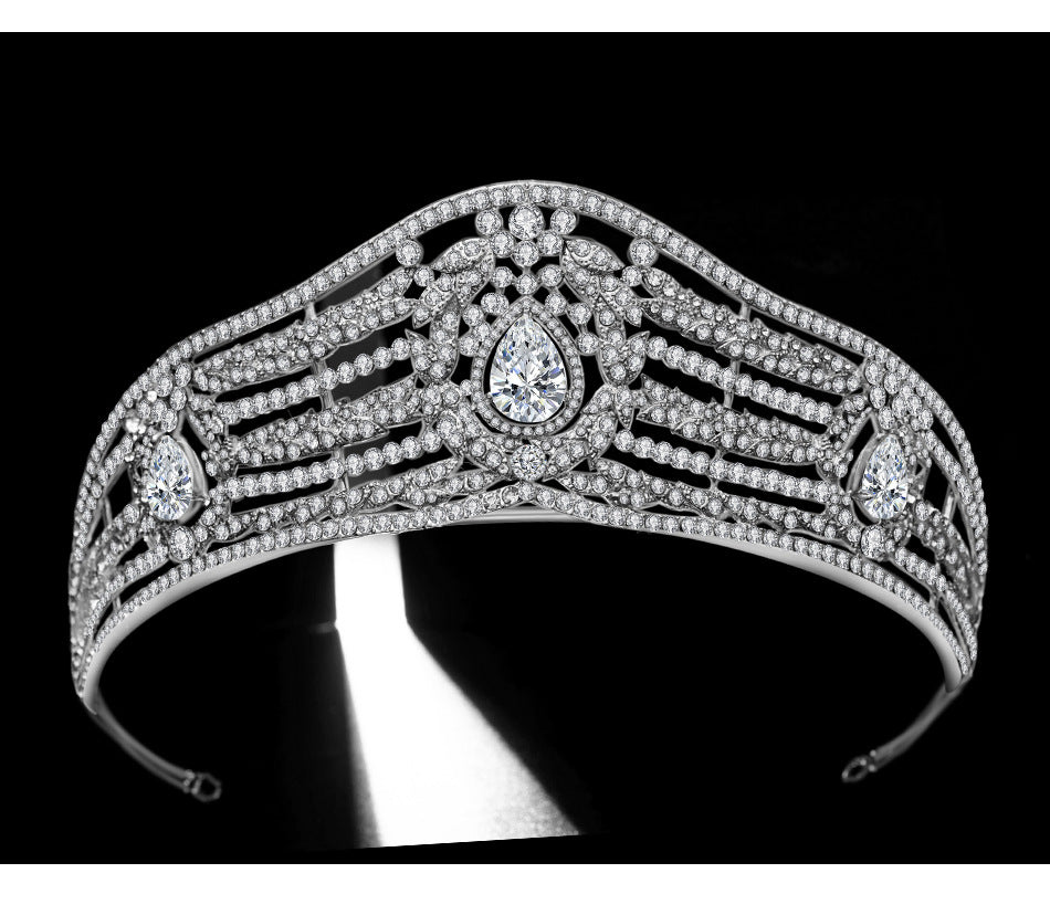 Zircon Bridal Crown Tiara - Silver Alloy Rhinestone