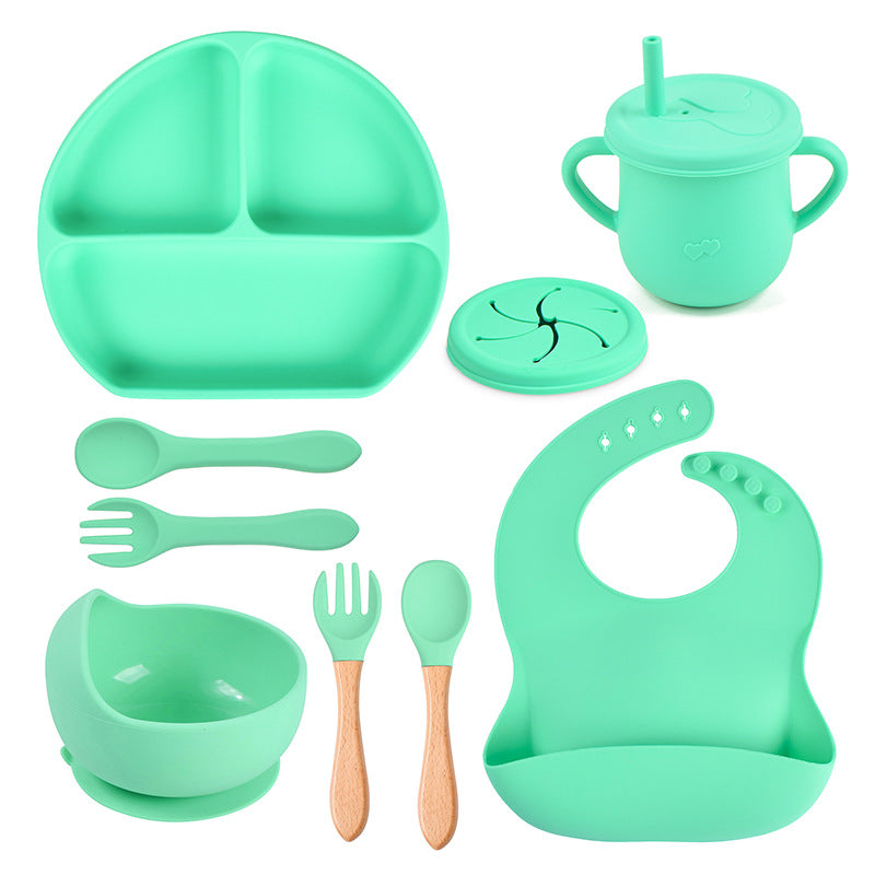 Silicone Solid Color Baby Tableware Set - Child Safe Dinnerware Kit