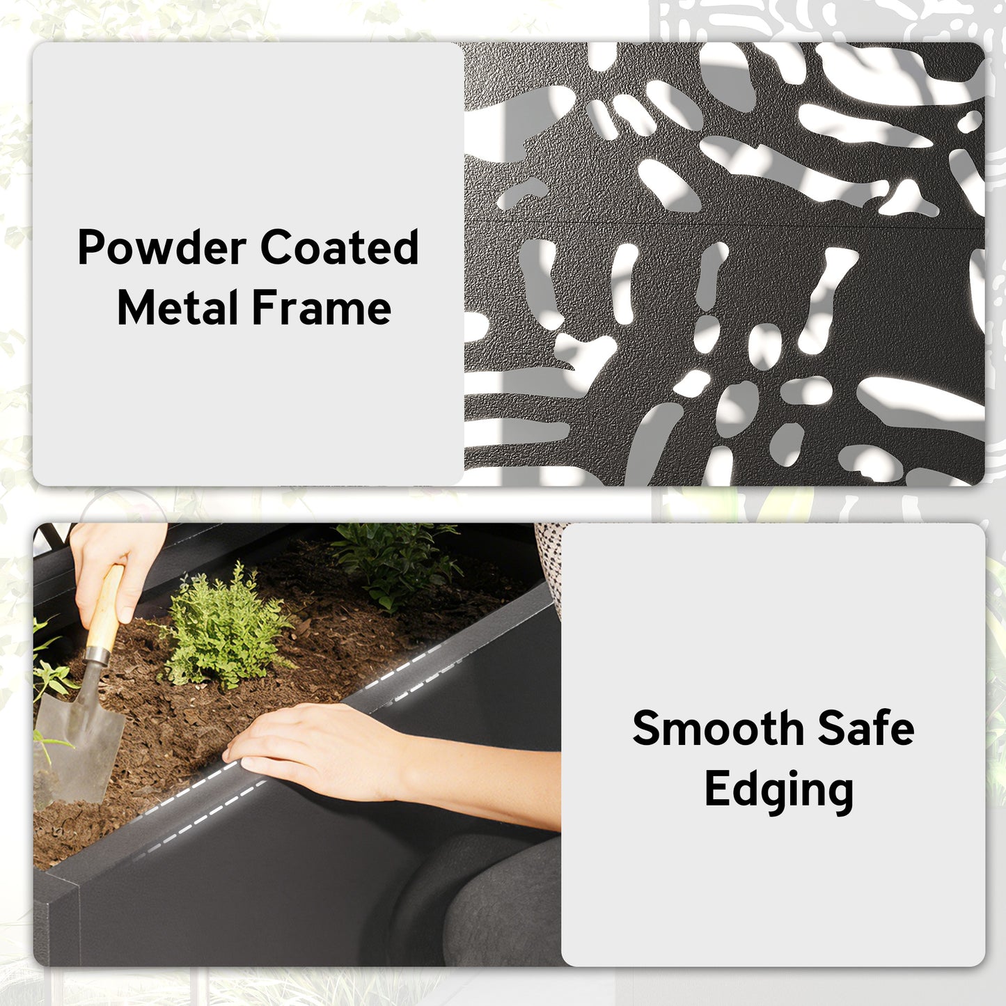 Black Metal Garden Planter Box with Trellis for Vertical Gardening