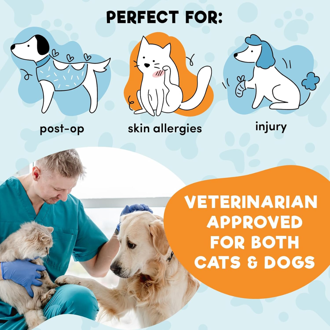 Large Blue Dog Cone Collar Post-Surgery Protective E-Collar