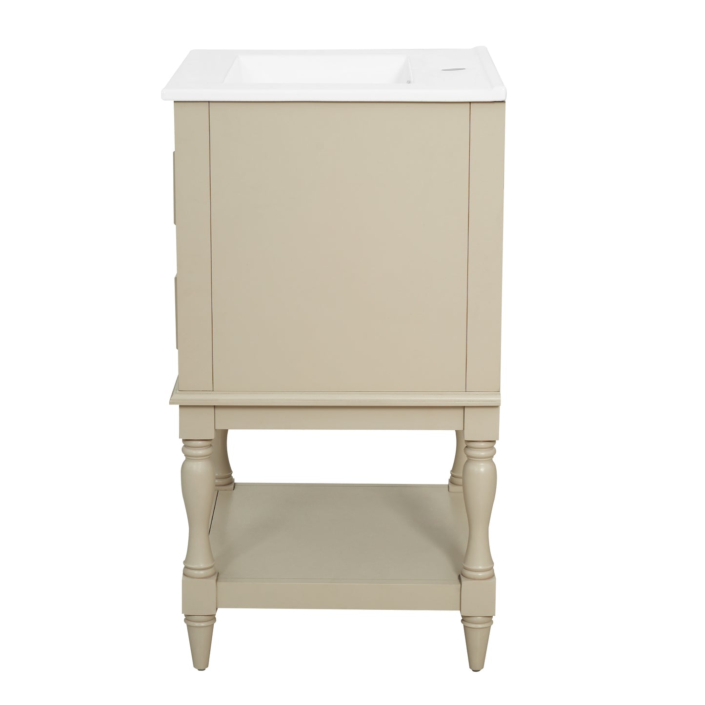 20'' Beige Bathroom Vanity with Ceramic Sink & 2 Drawers