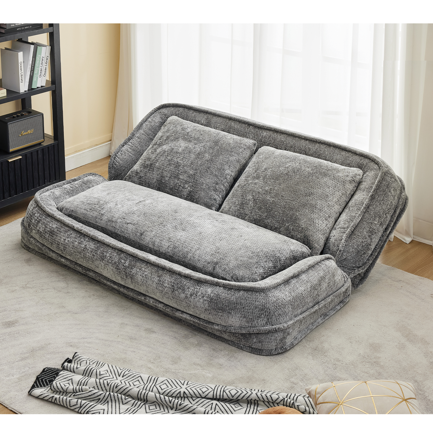 Extra Large Chenille Loveseat Sofa - Light Gray, 2-in-1 Dog Bed