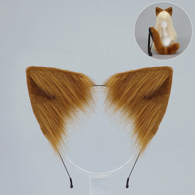 Cat Ear Headband and Tail Set - Plush, Trendy Cat Costume Accessory