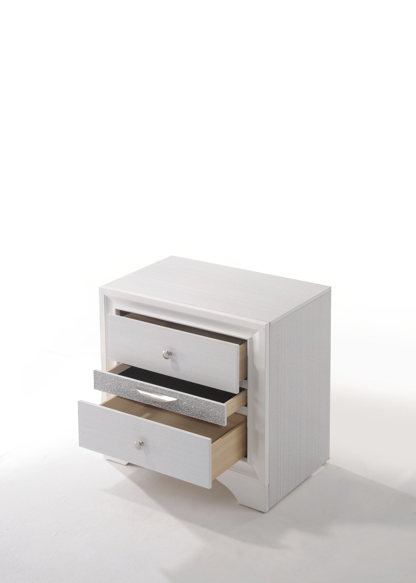 Naima White Finish Nightstand with Storage Drawers