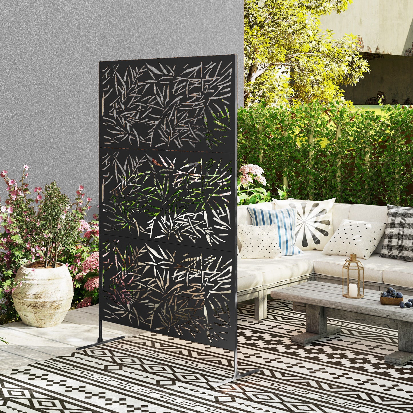 Outdoor Privacy Screen and Climbing Trellis - Black Bamboo