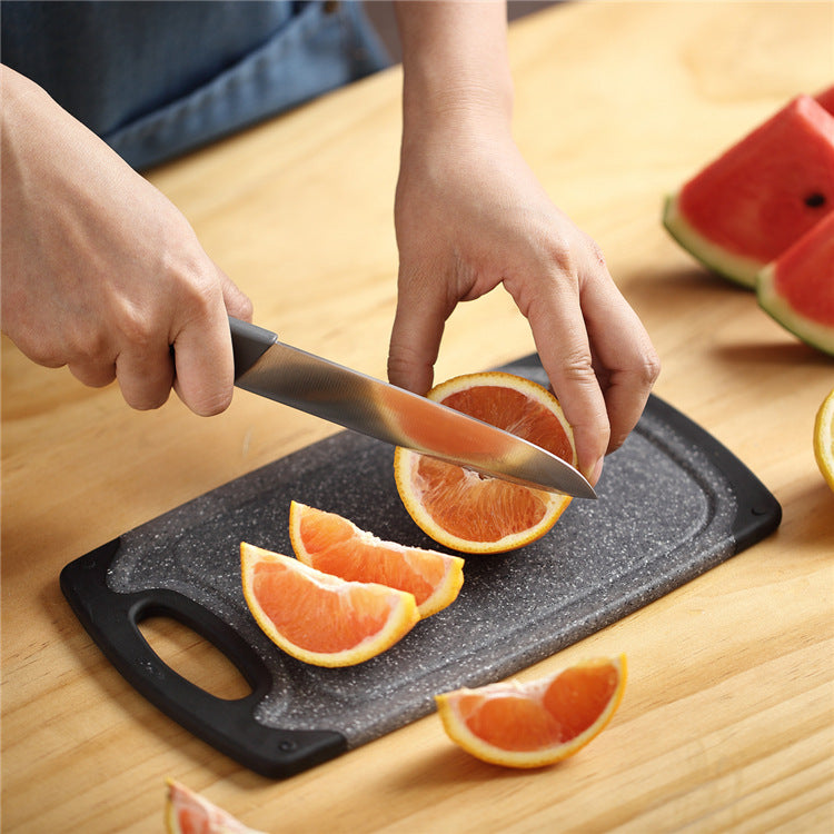 Marble-Style Plastic Cutting Board Set - Hangable Rectangle Kitchen Tool