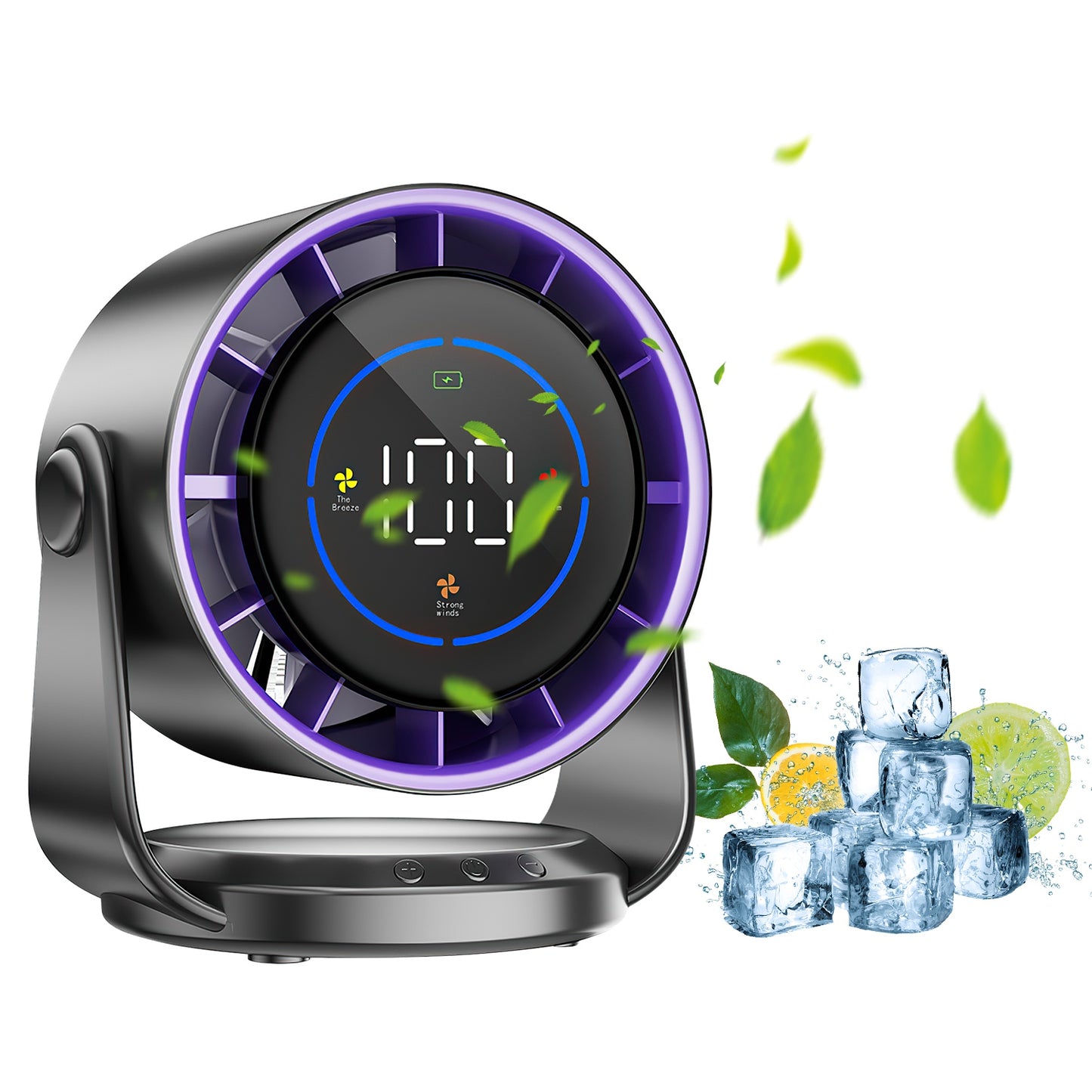 Rechargeable Battery-Operated Mini Desk Fan with 120° Tilt, USB & Wall Mount, 4000mAh