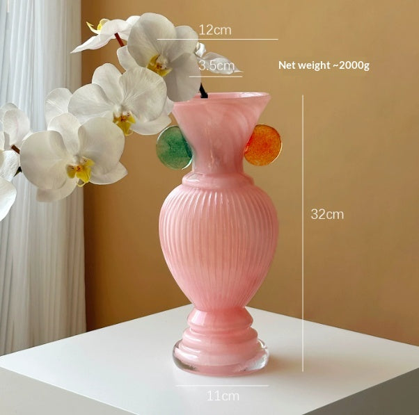 Double-Eared Glazed Vase for Living Room Flower Arrangements - Modern Home Decor