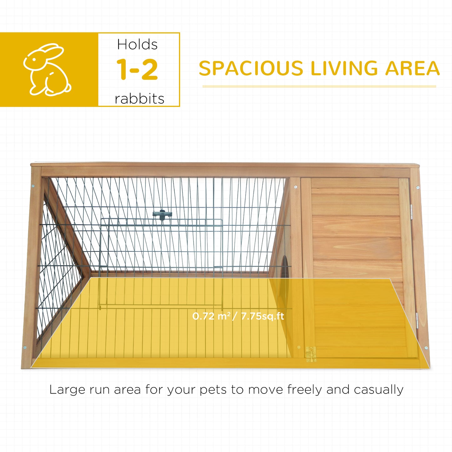 Outdoor Wooden Rabbit Hutch with Run - Small Animal Cage for Rabbit, Duck, Chicken