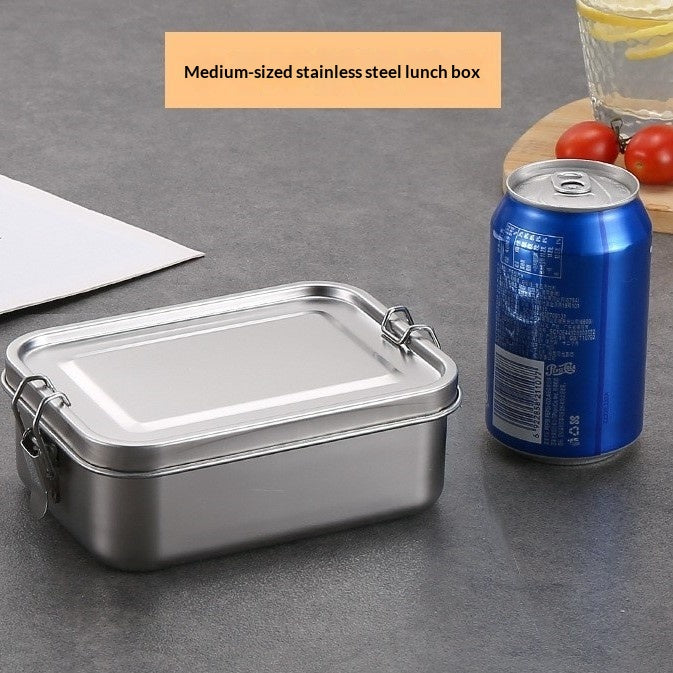 Stainless Steel Picnic Lunch Box with Snap Closure - Multiple Sizes & Quantities