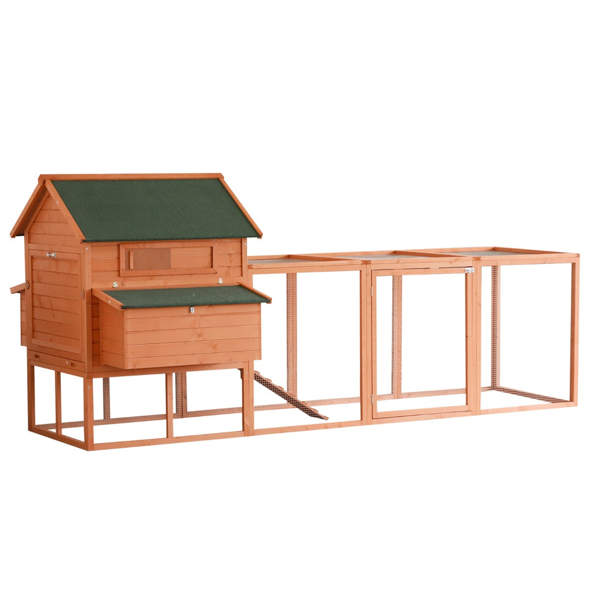 Large Wooden Chicken Coop with Nesting Box and Run - 136.5 Inches