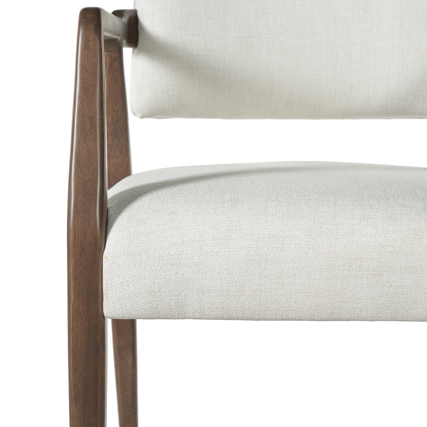 Mid-Century Upholstered Dining Armchair Set - Beige & Brown