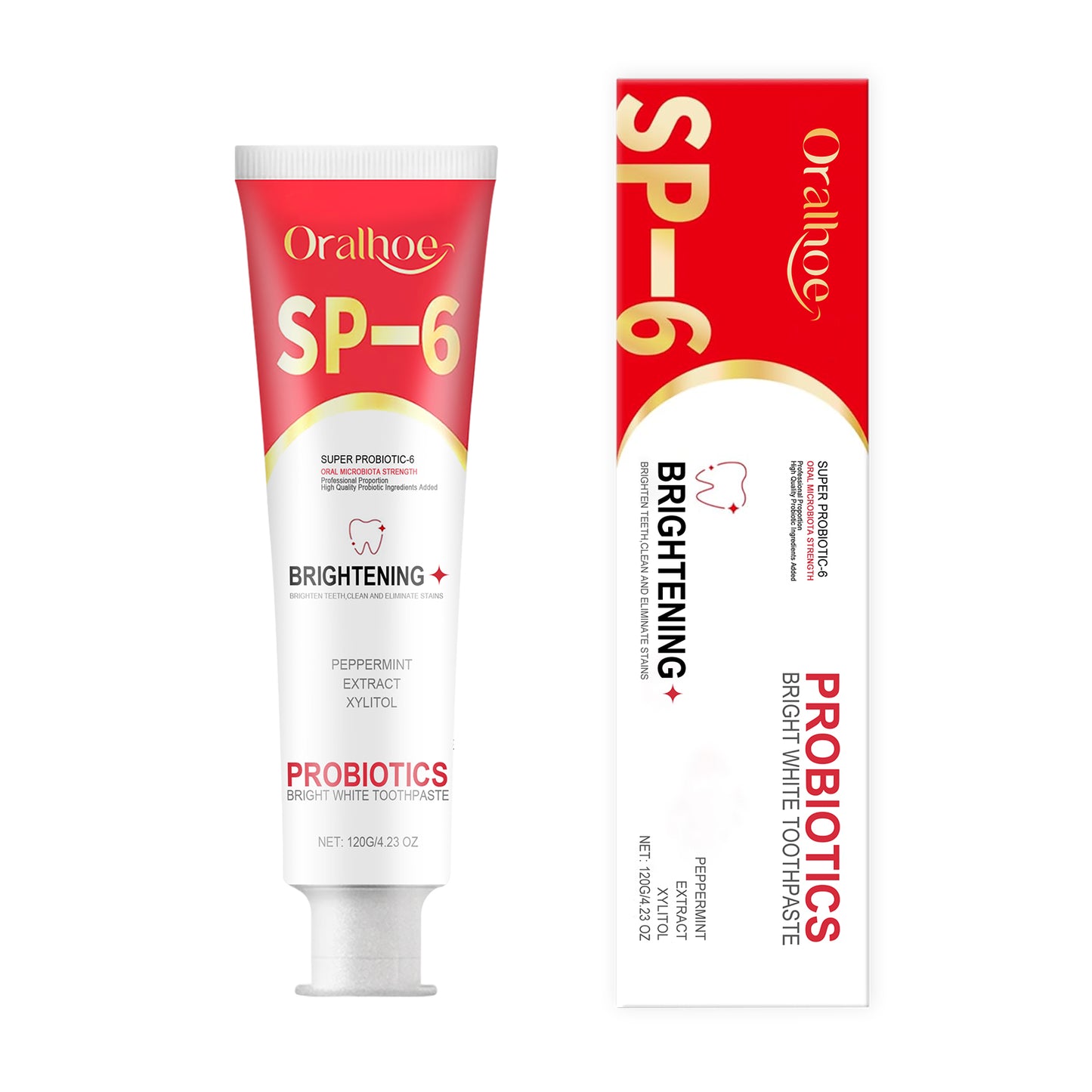 Probiotic Brightening Toothpaste for Stain Reduction and Gum Health