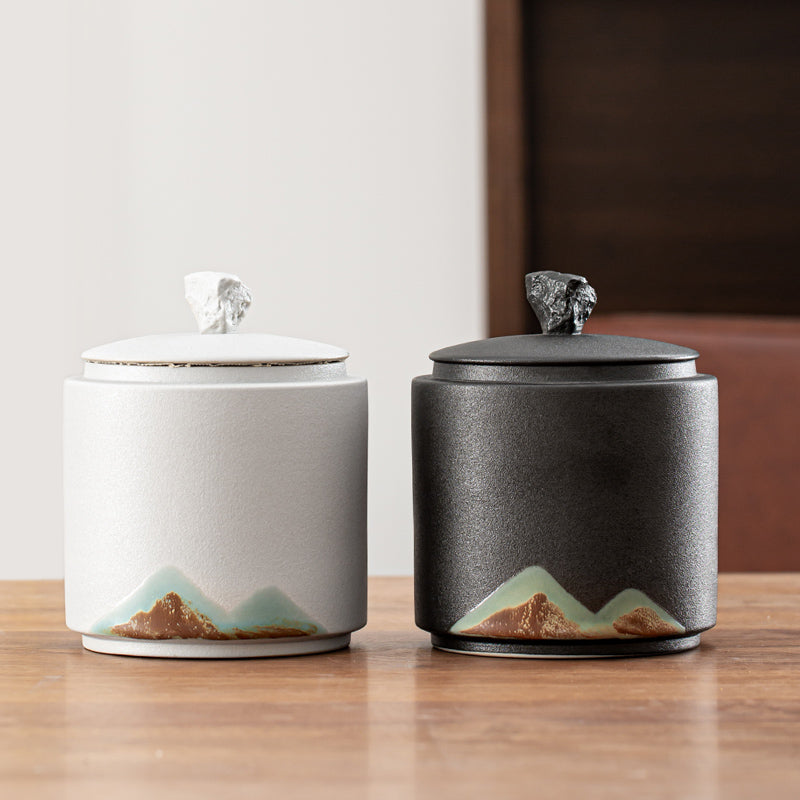 Large Sealed Ceramic Tea Storage Jar - Home Kitchen Tea Caddy