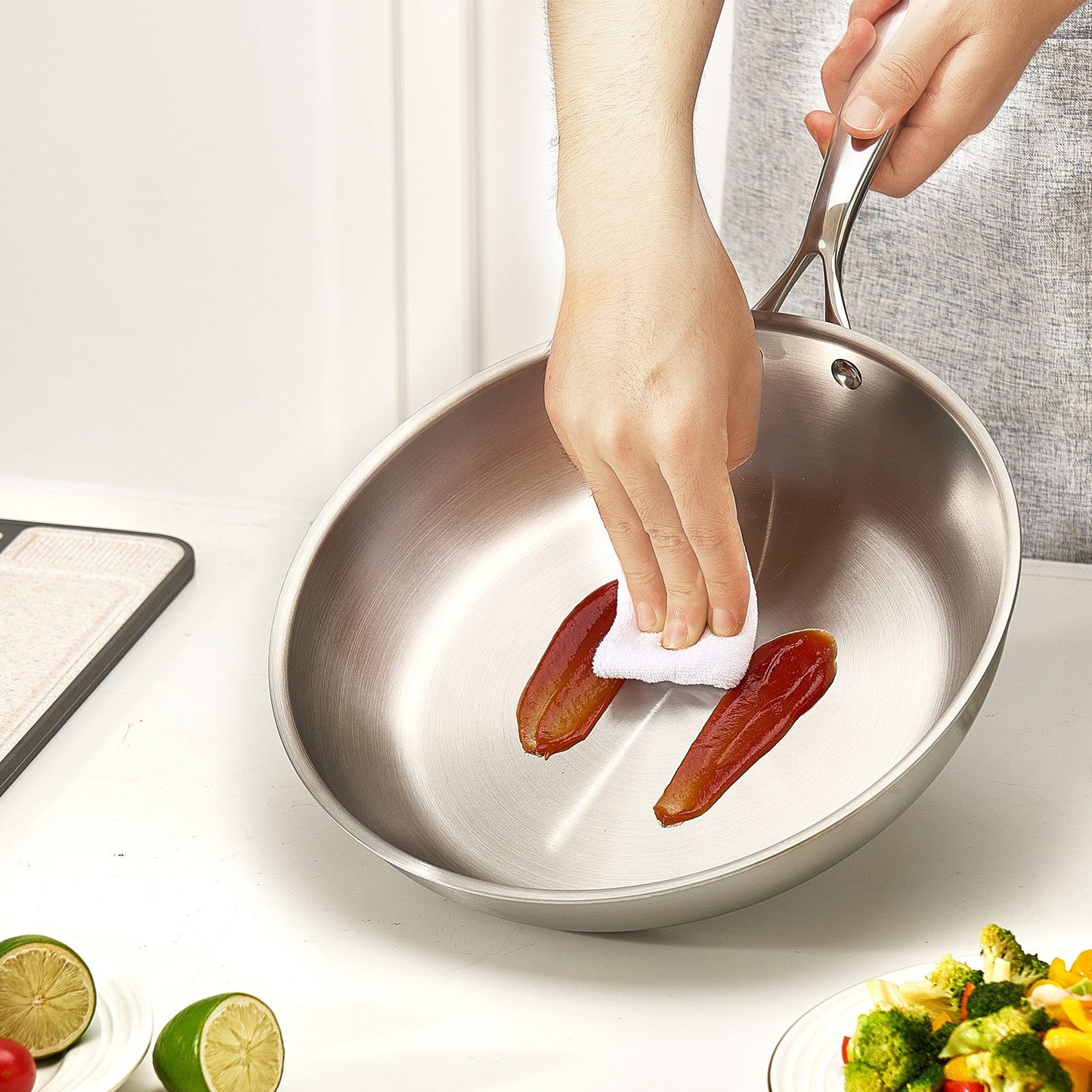 Stainless Steel Frying Pan Set - 8, 10, 12 Inch Skillets