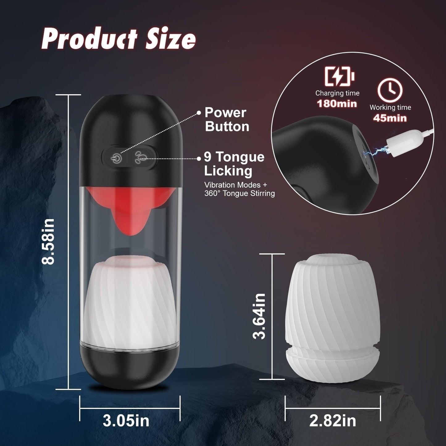 Electric Tongue Licking Rotating Vibration Cup for Adult Male Wellness