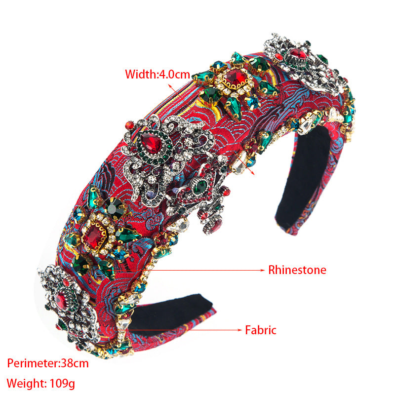 Rhinestone Embroidered Flower Headband