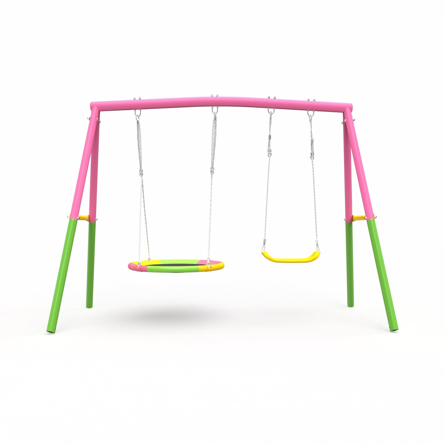 Heavy-Duty Swing Set for Backyard - 330lbs Capacity, 1 Saucer & 1 Belt Swing