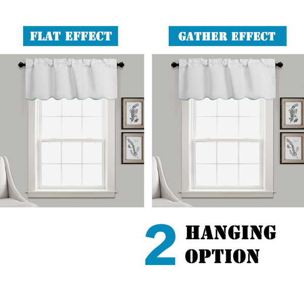 Blackout Window Valances - 2 Panels, 42"x18" - Black