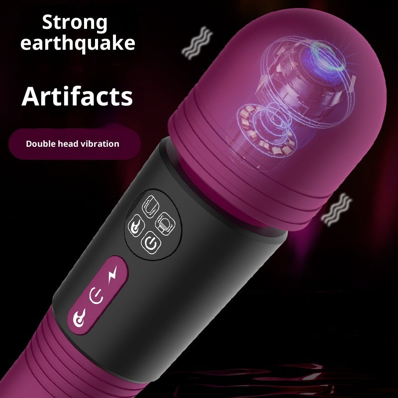 Rechargeable Double-Headed Vibrating Warming Wand for Adult Wellness