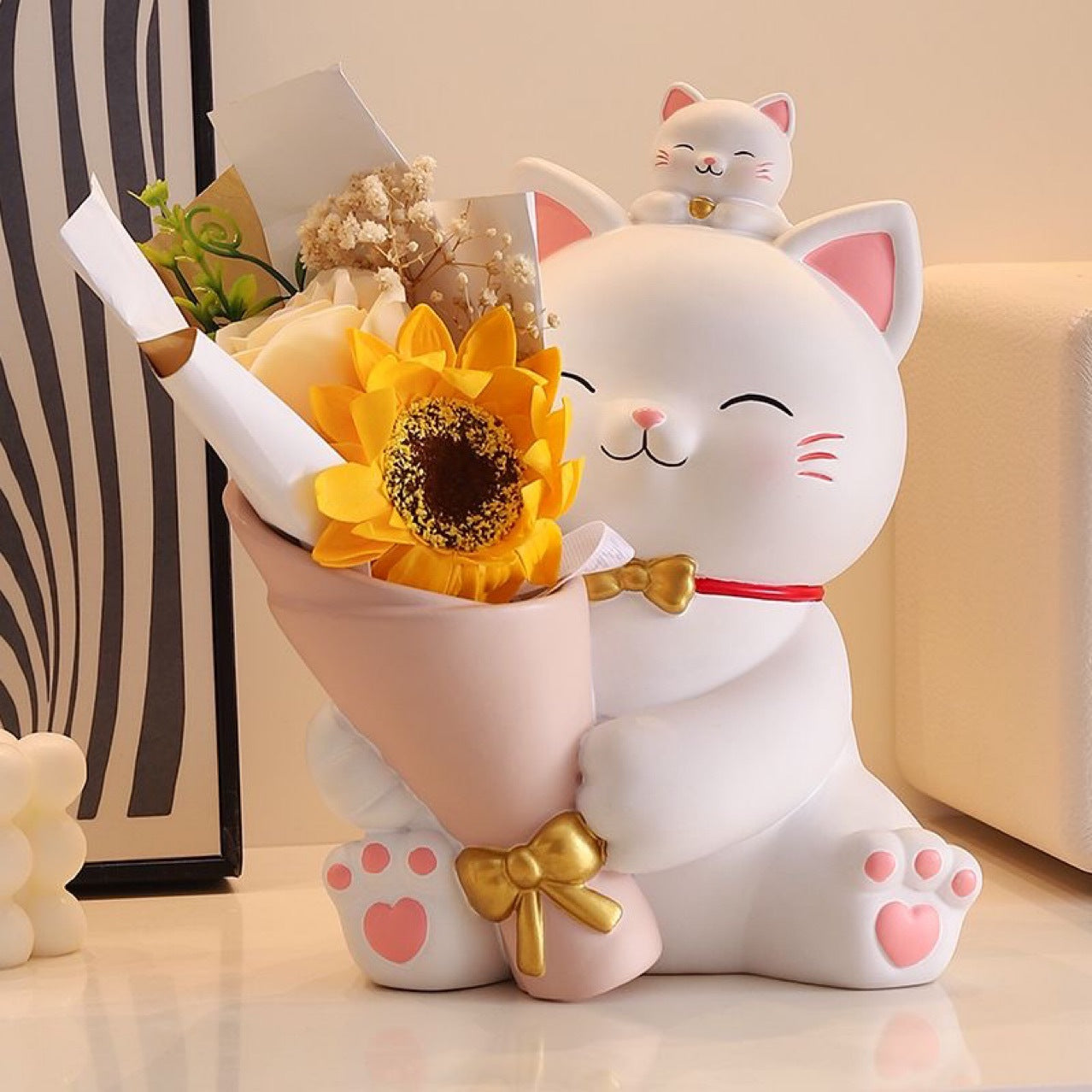 Lucky Cat Bouquet Home Decor Ornament - Living Room & Hallway Decoration