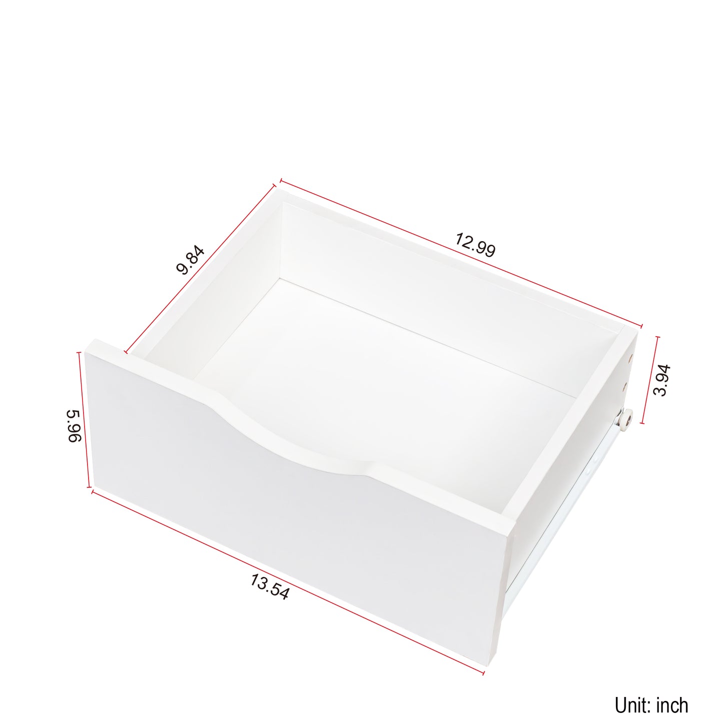 White Night Stand with Bookshelf and 2 Storage Drawers