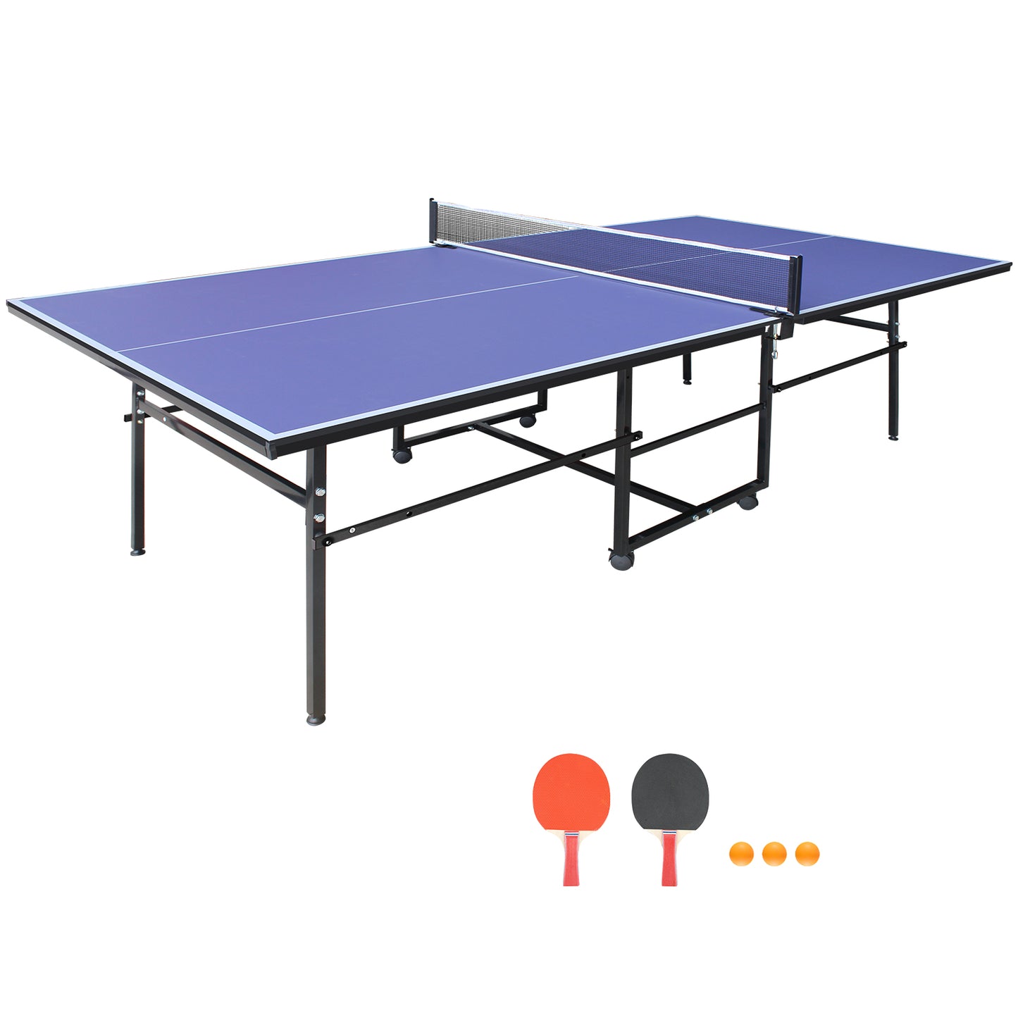 Mid-Size Portable Ping Pong Table Set - 9x4.1ft Blue