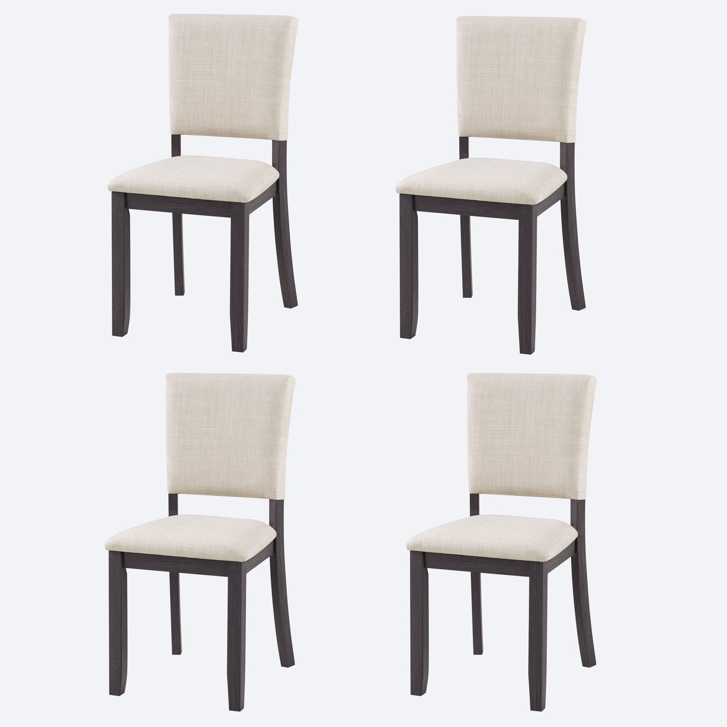 Modern Minimalist Dining Chairs Set of 4 - Antique Black & Beige
