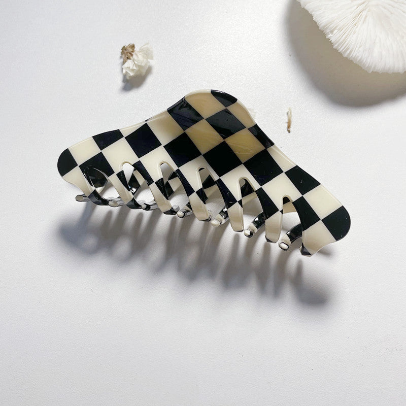 Retro Checkerboard Acetate Hair Clip