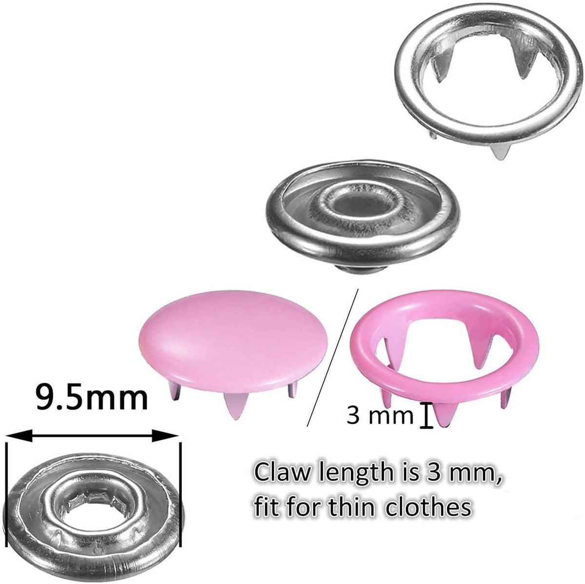 Hollow Color Snap Fastener Button Set with Tools for Sewing - 100 Pieces