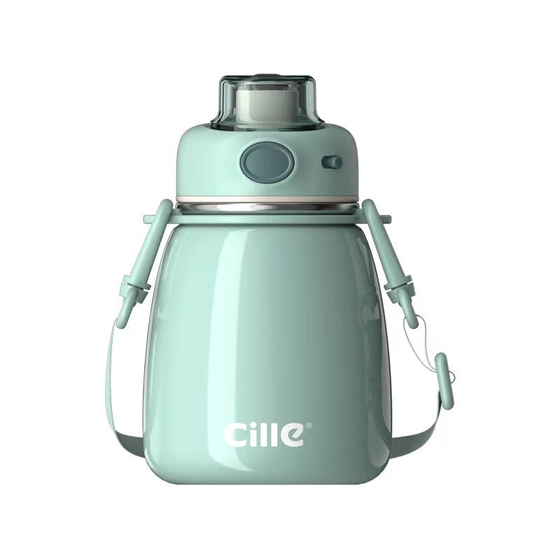 Insulation Travel Mug with Handle & Straw - 316 Stainless Steel, 600ml