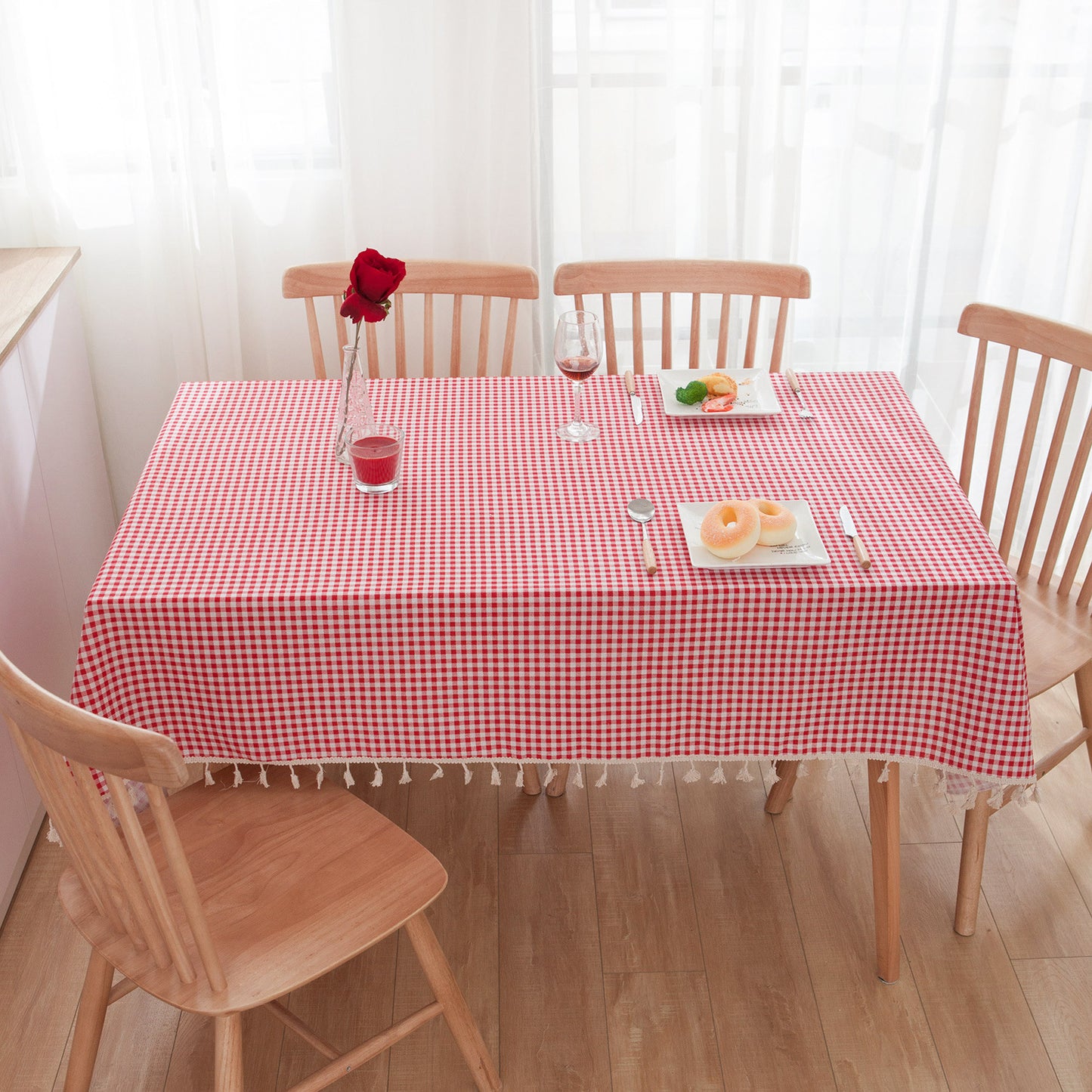 Cotton Linen Round Table Cloth Set - Multiple Sizes & Styles