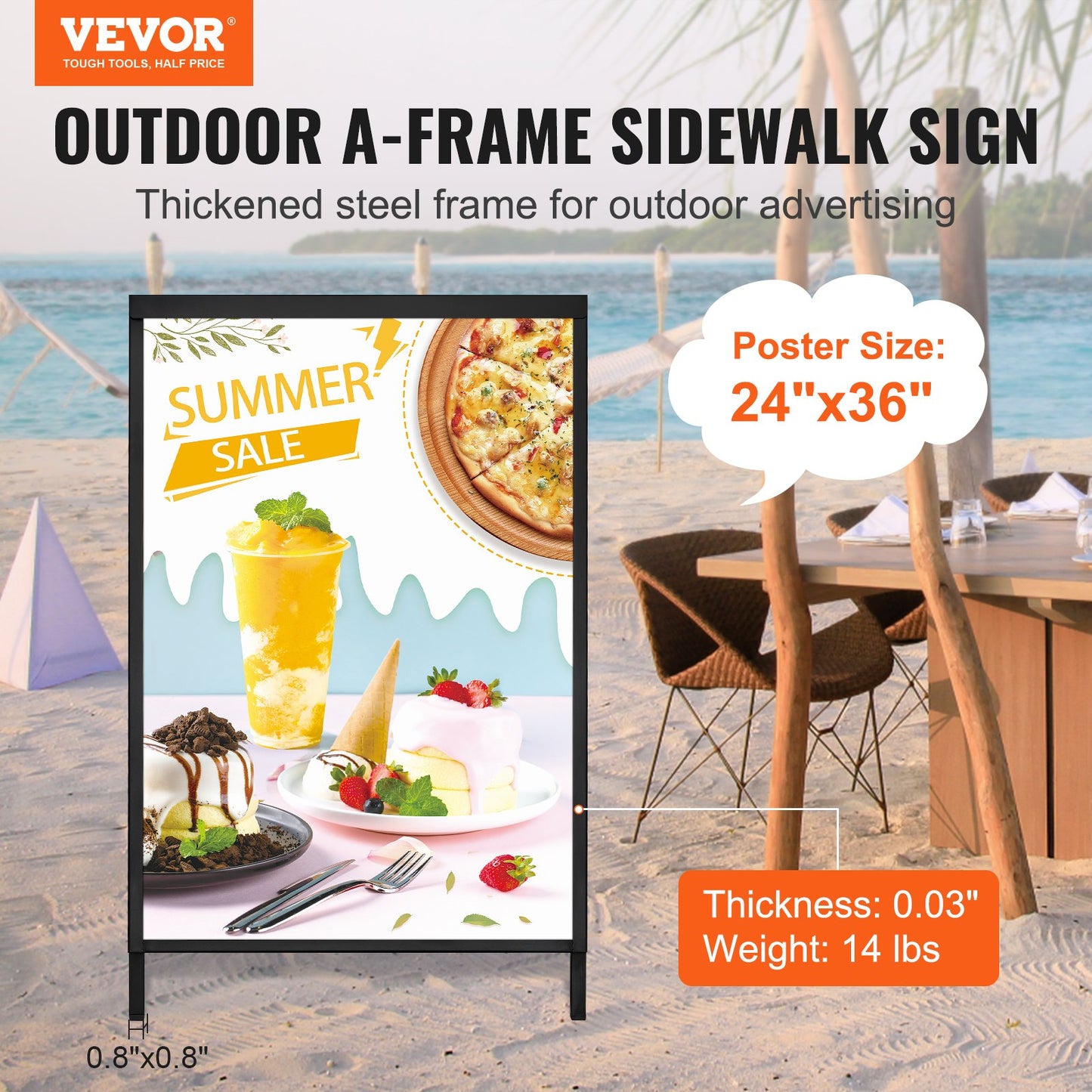 A-Frame Sidewalk Sign - 24x36 Inch Heavy Duty Steel Display