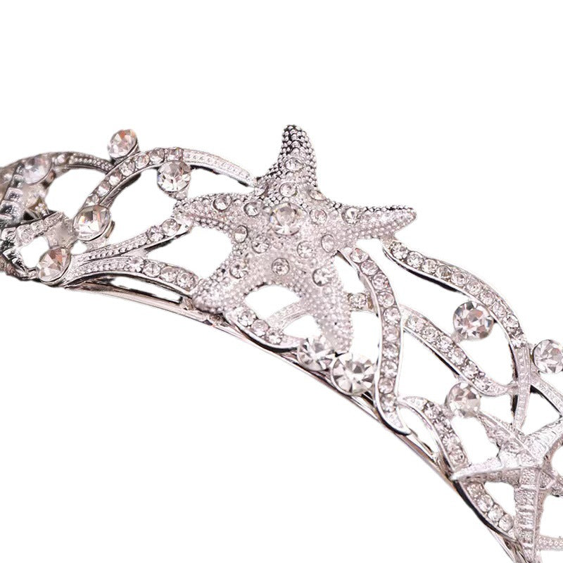 Starfish Alloy Rhinestone Headdress - Silver White