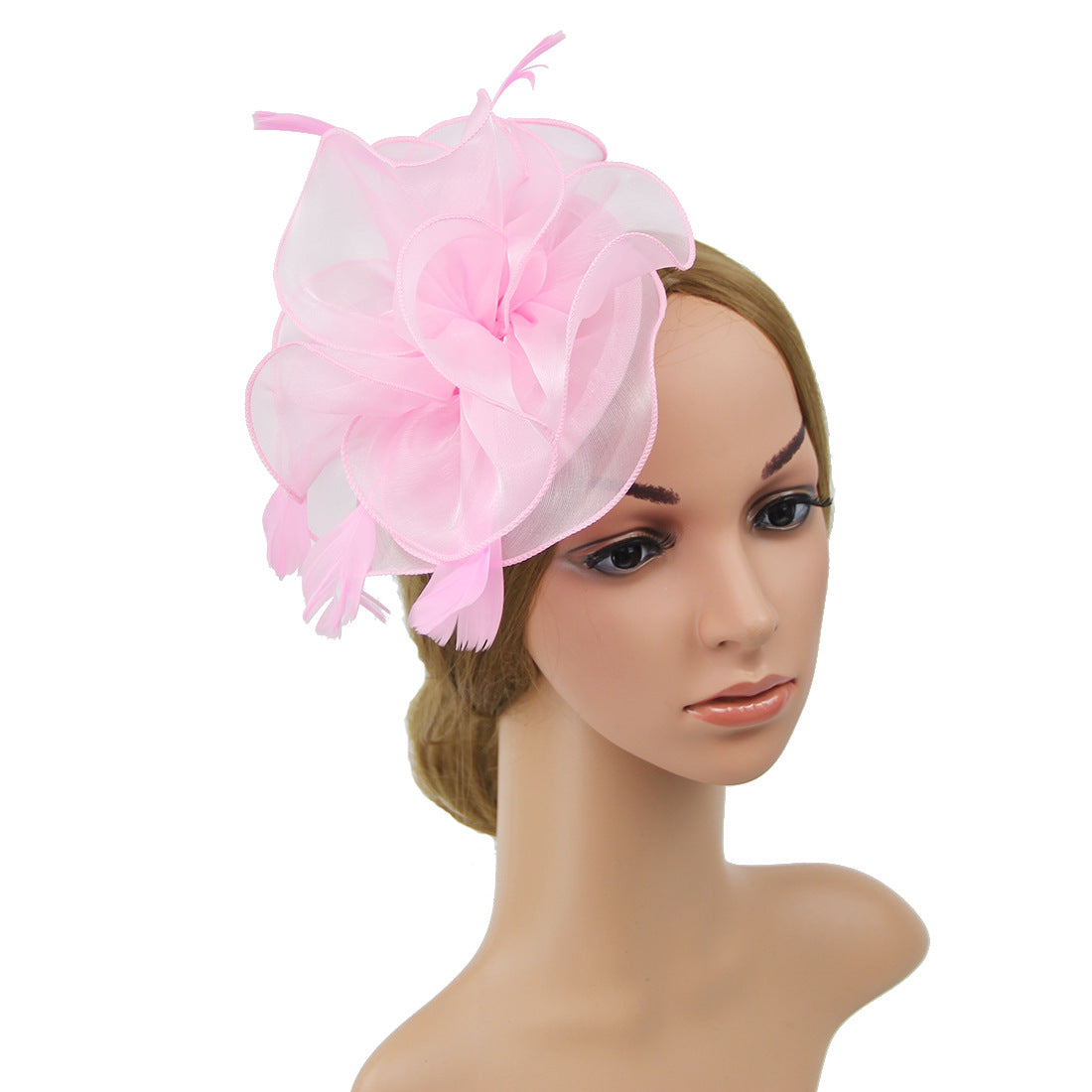 Organza Top Hat Headwear Feather Hair Band Unisex Costume Accessory