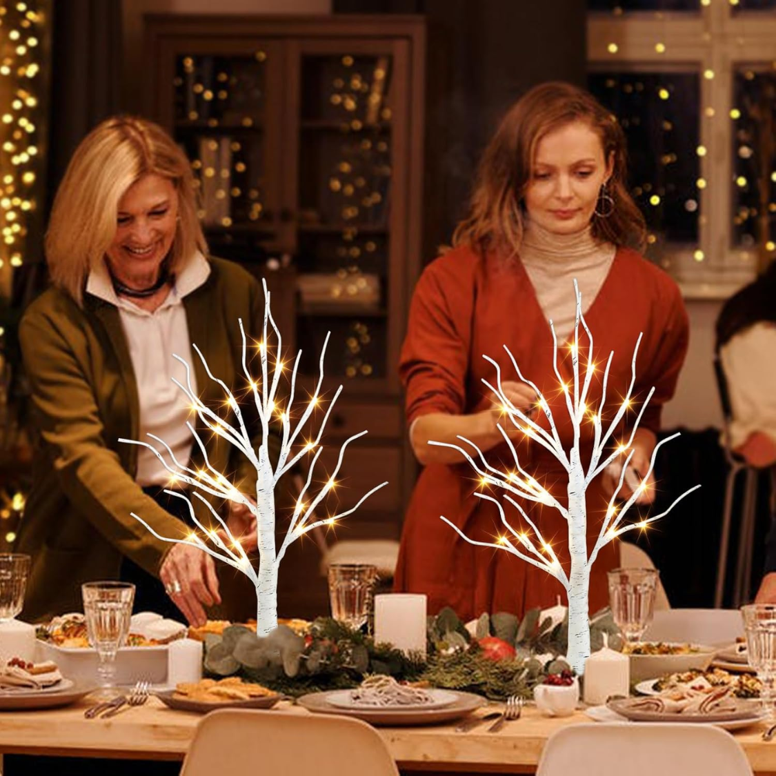 2FT Birch Tree with Warm White LED Lights - Christmas Decor