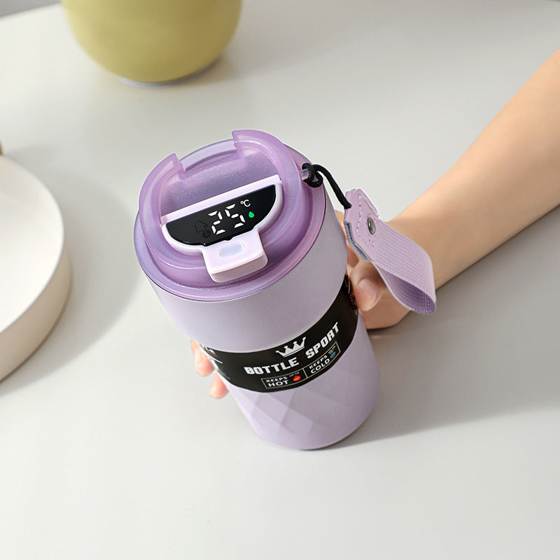 Temperature Measuring Stainless Steel Coffee Cup with Double Layer Vacuum Insulation