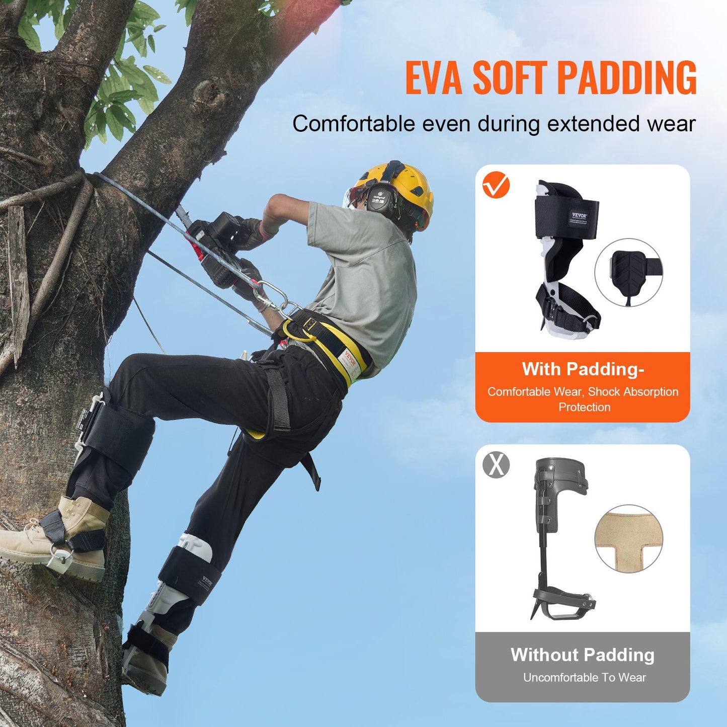 Tree Climbing Spikes - Aluminum Arborist Gear with Padding & Secure Straps