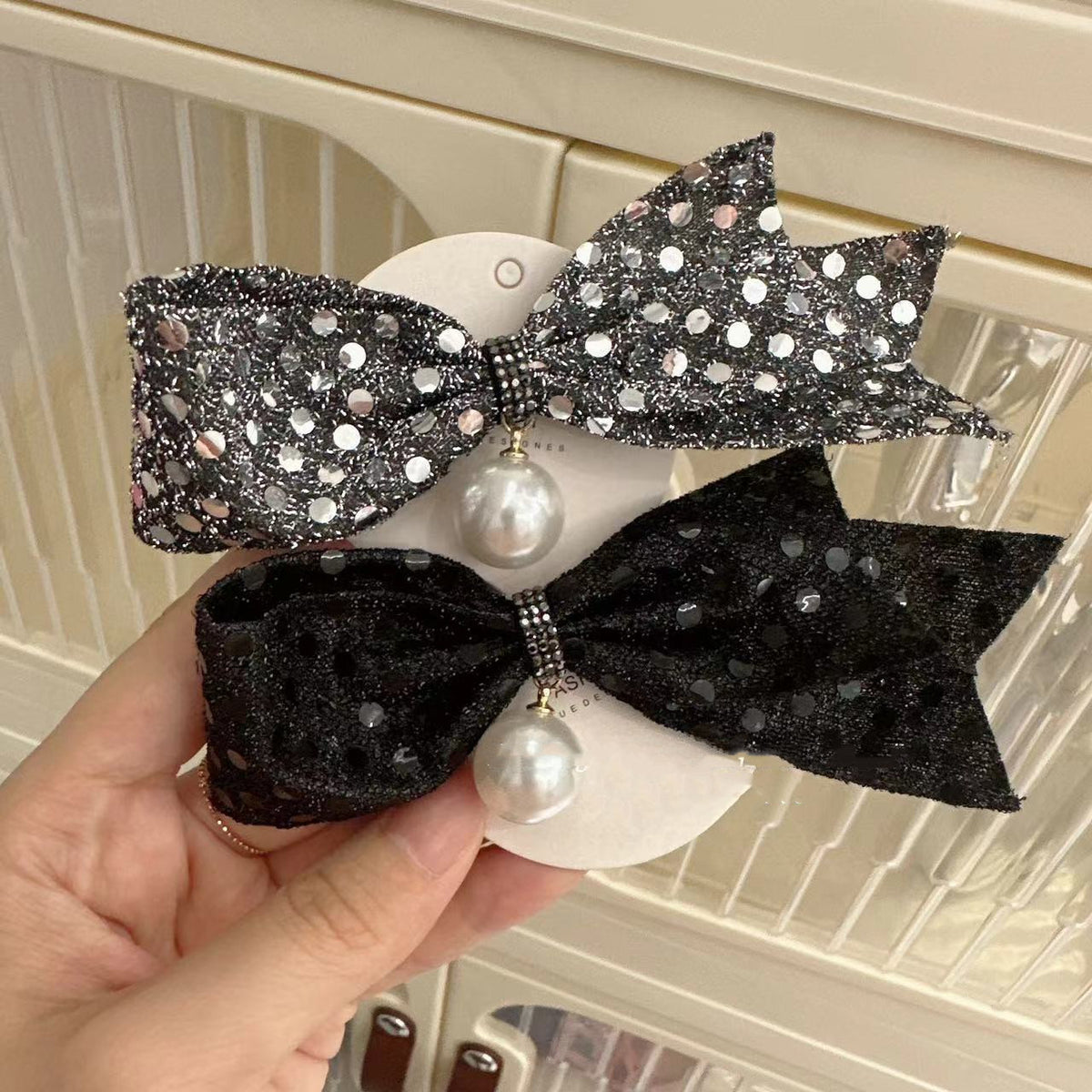 Rhinestone Bow Hair Barrettes
